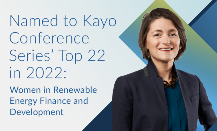 Image for Katherine McElroy Named to Top 22 in 2022: Women in Renewable Energy Finance and Development